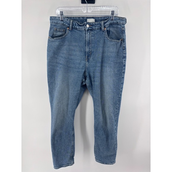 H&M Women's Jeans 16 High Rise Mom Jeans Blue Denim Comfort Casual 24" inseam - Picture 1 of 7